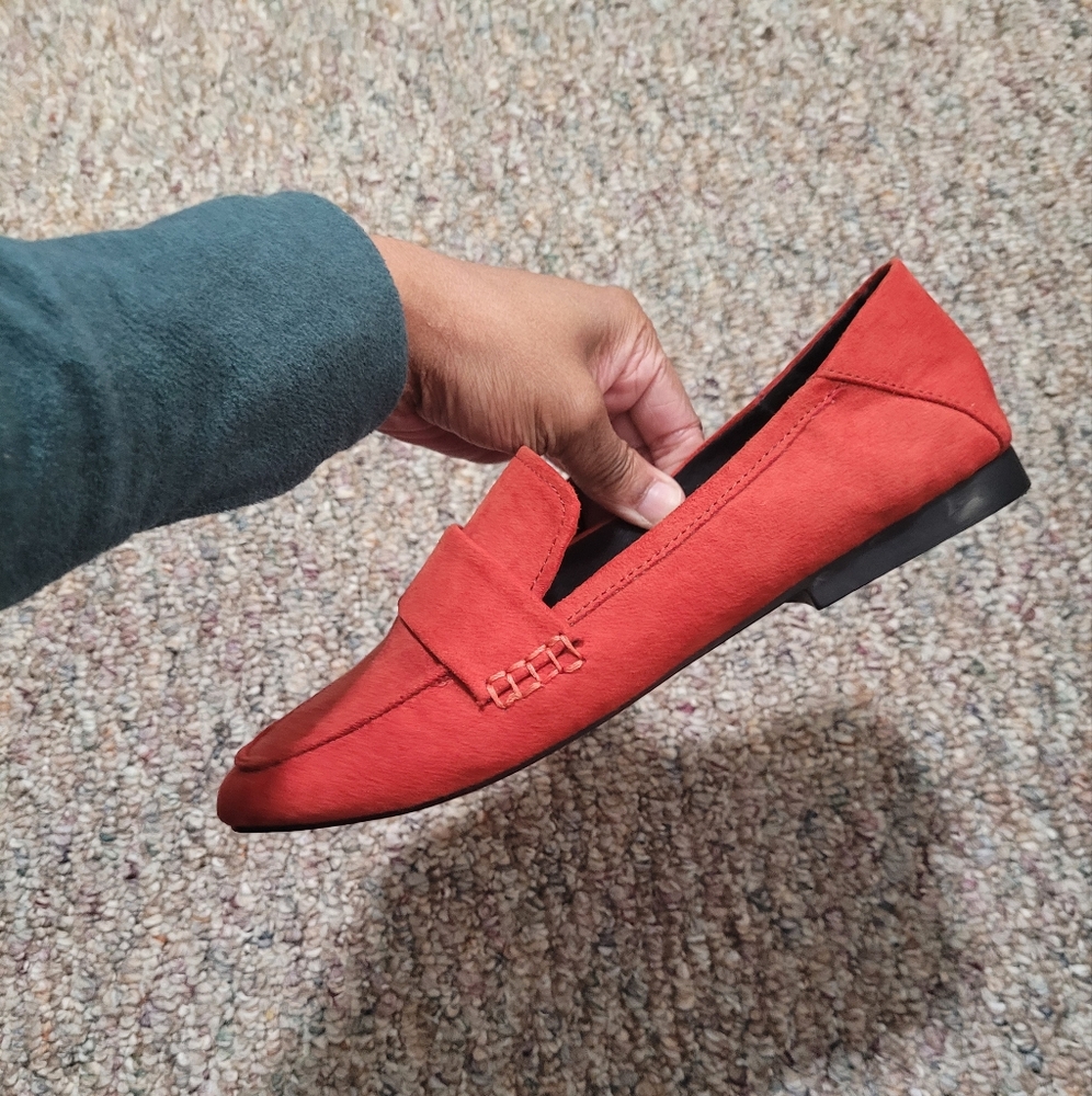 Womens Suede Loafers - Orange